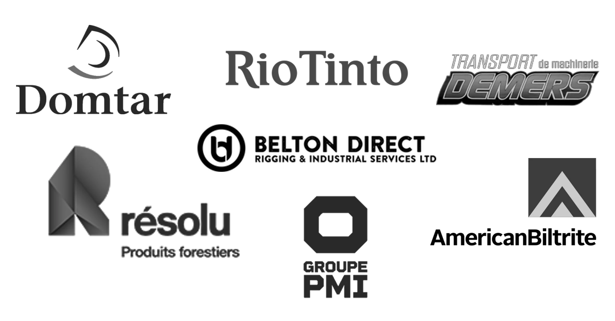 logos de plusieurs entreprises en noir et blanc
